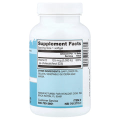 Vitacost, Vitamin D3 Mini Gels, 125 mcg (5,000 IU), 365 Softgels