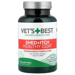 Vet's Best, Shed + Itch Healthy Coat, For Dogs, All Sizes, 1 Year+, 50 Chewable Tablets, 2.64 oz (75 g)