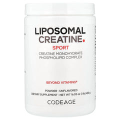 Codeage, Sport, Liposomal Creatine Powder, Unflavored, 1 lb (455 g)