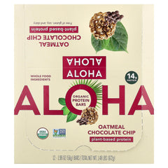Aloha, Organic Protein Bars, Oatmeal Chocolate Chip, 12 Bars, 1.98 oz (56 g) Each
