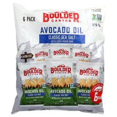 Boulder Canyon, Avocado Oil Kettle Style Potato Chips, Classic Sea Salt, 6 Bags, 1.25 oz (35.4 g) Each