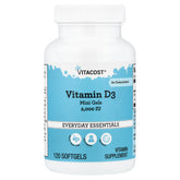 Vitacost, Everyday Essentials, Vitamin D3 Mini Gels, 50 mcg (2,000 IU), 120 Softgels