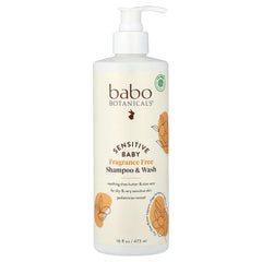 Babo Botanicals, Sensitive Baby, Shampoo & Wash, Fragrance Free, 16 fl oz (473 ml)