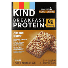 KIND Bars, Breakfast Protein Bars, Almond Butter, 6 Packs, 1.76 oz (50 g) Each