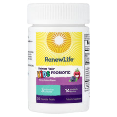 Renew Life, Kids, Ultimate Flora™ Probiotic, Berry-licious, 3 Billion Live Cultures, 30 Chewable Tablets