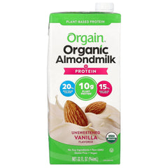 Orgain, Organic Almondmilk + Protein, Plant-Based, Unsweetened Vanilla, 32 fl oz (946 ml)