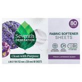 Seventh Generation, Fabric Softener Sheets, Fresh Lavender, 80 Sheets