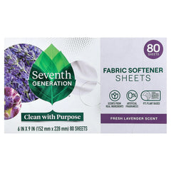 Seventh Generation, Fabric Softener Sheets, Fresh Lavender, 80 Sheets
