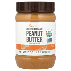Vitacost, Certified Organic Peanut Butter, Smooth & Salted, 18 oz (510 g)