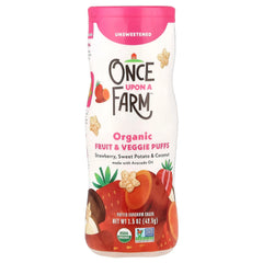 Once Upon A Farm, Organic Fruit & Veggie Puffs, Crawler, Strawberry, Sweet Potato & Coconut, Unsweetened, 1.5 oz (42.5 g)
