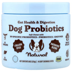 Natural Dog Company, Dog Probiotics, Gut Health & Digestion, For Dogs, All Ages, 45 Soft Chewable Bites, 8 oz (225 g)
