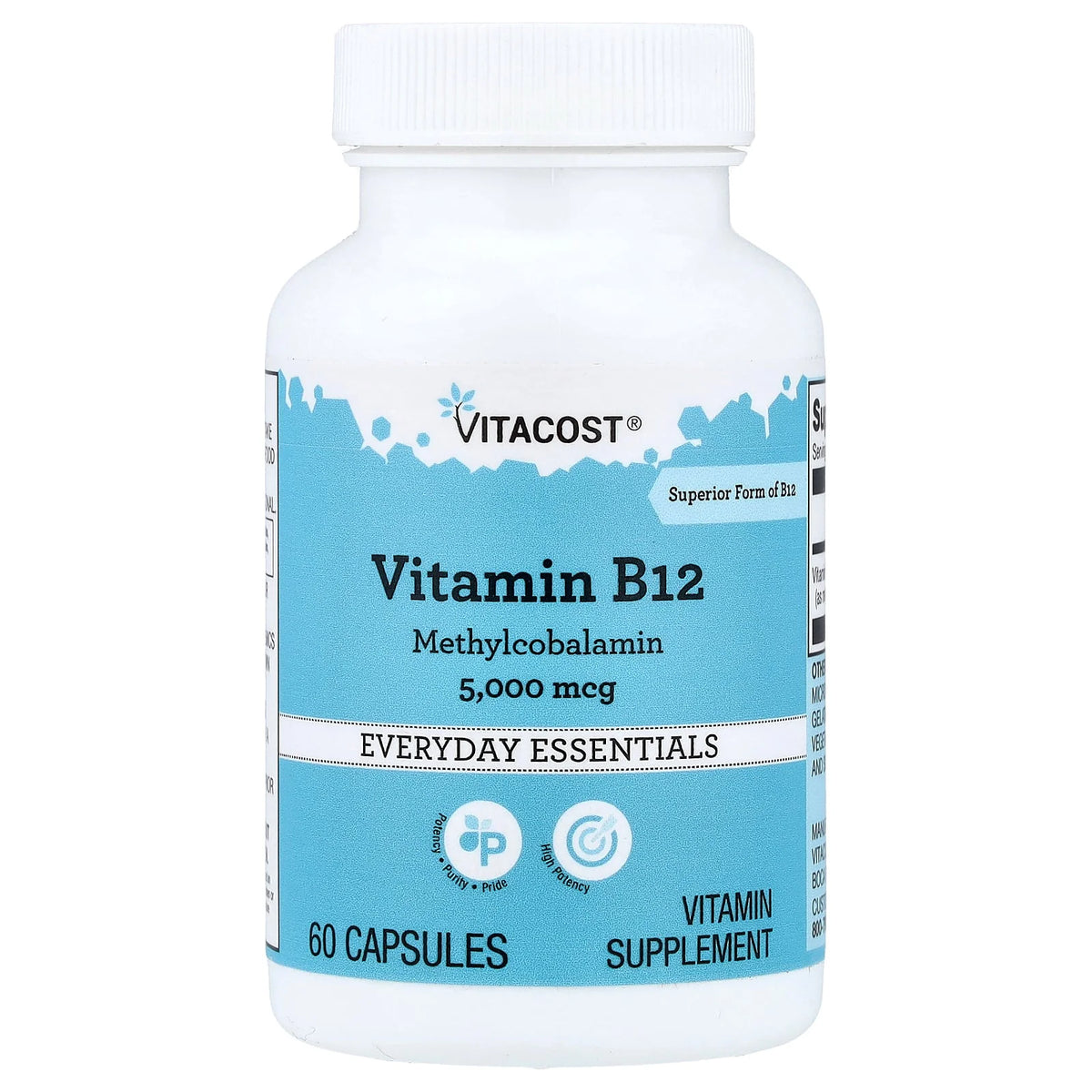 Vitacost, Vitamin B12, 5,000 mcg, 60 Capsules