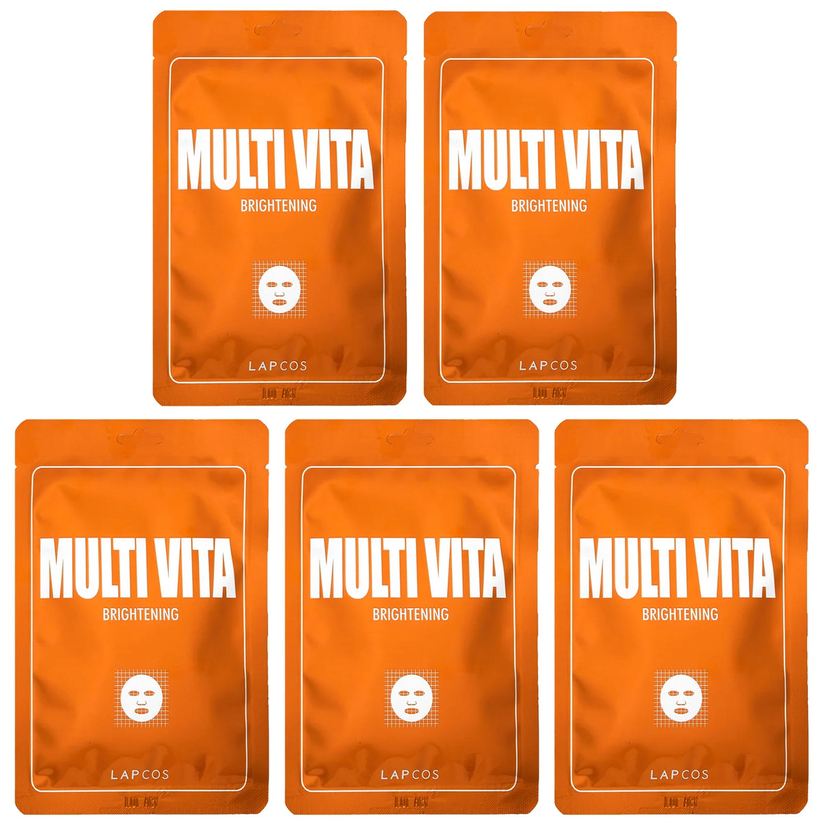 Lapcos, Multi Vita Brightening Beauty Sheet Mask Set, 5 Sheets, 0.84 fl oz (25 ml) Each