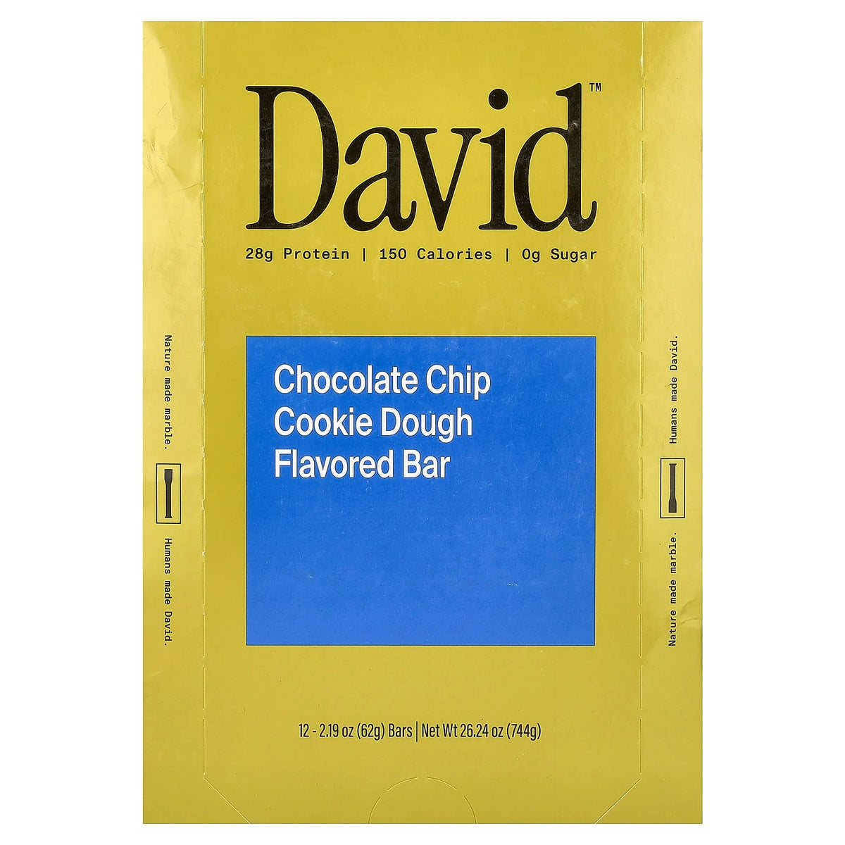 David Protein, Protein Bar, Chocolate Chip Cookie Dough, 12 Bars, 2.19 oz (62 g) Each