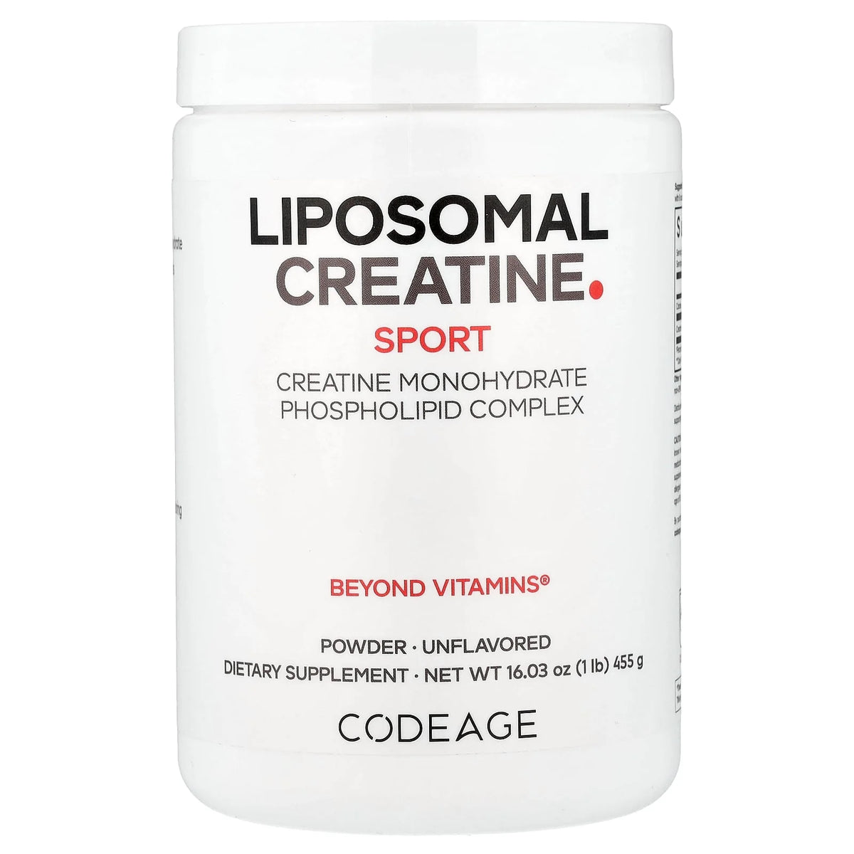 Codeage, Sport, Liposomal Creatine Powder, Unflavored, 1 lb (455 g)