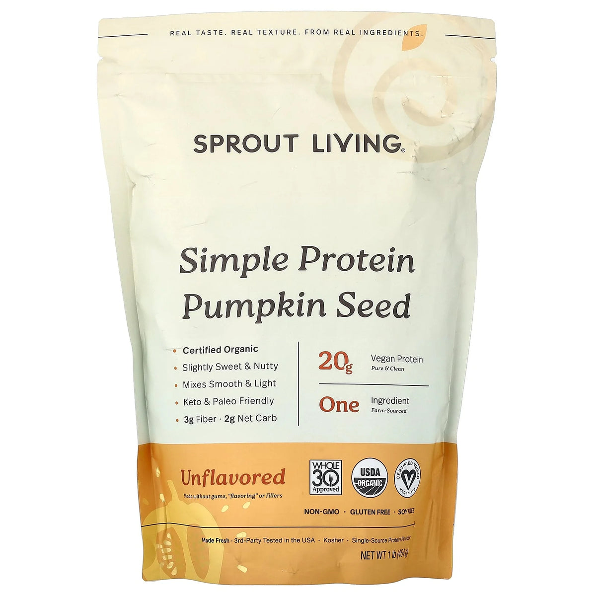 Sprout Living, Simple Protein Pumpkin Seed, Unflavored, 1 lb (454 g)