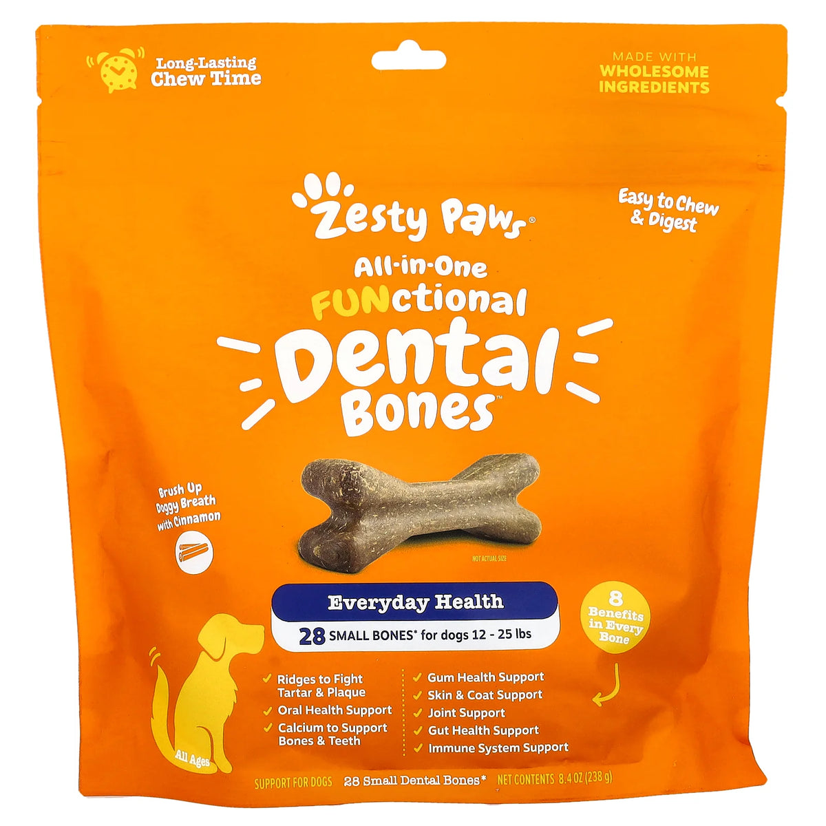 Zesty Paws, All-In-One  Functional Dental Bones, For Dogs, All Ages, Cinnamon, 28 Small Dental Bones, 8.4 oz (238 g)