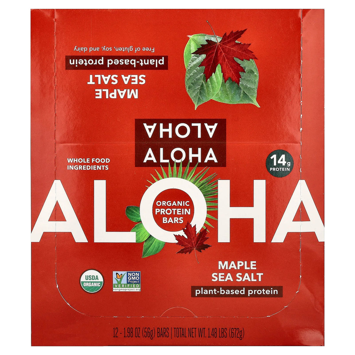 Aloha, Organic Protein Bars, Maple Sea Salt, 12 Bars, 1.98 oz (56 g) Each