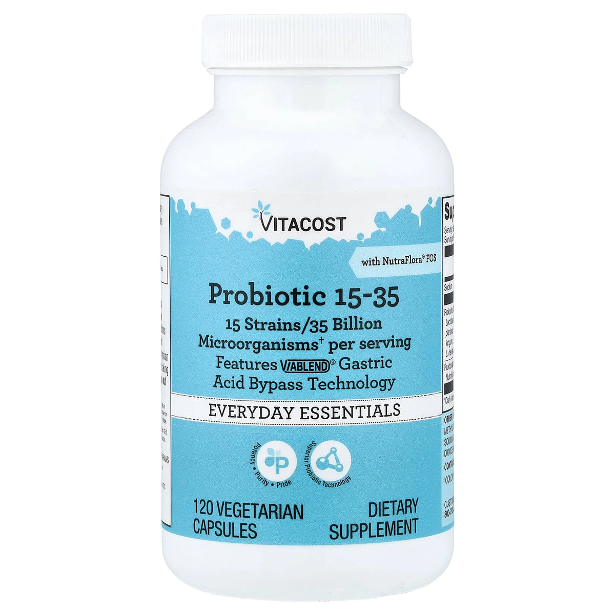 Vitacost, Everyday Essentials, Probiotic 15-35 With NutraFlora® FOS, 120 Vegetarian Capsules