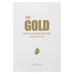Lapcos, 24K Gold Hydra Collagen Gold Foil, Premium Facial Beauty Sheet Mask, 5 Sheets, 0.88 oz (25 g) Each