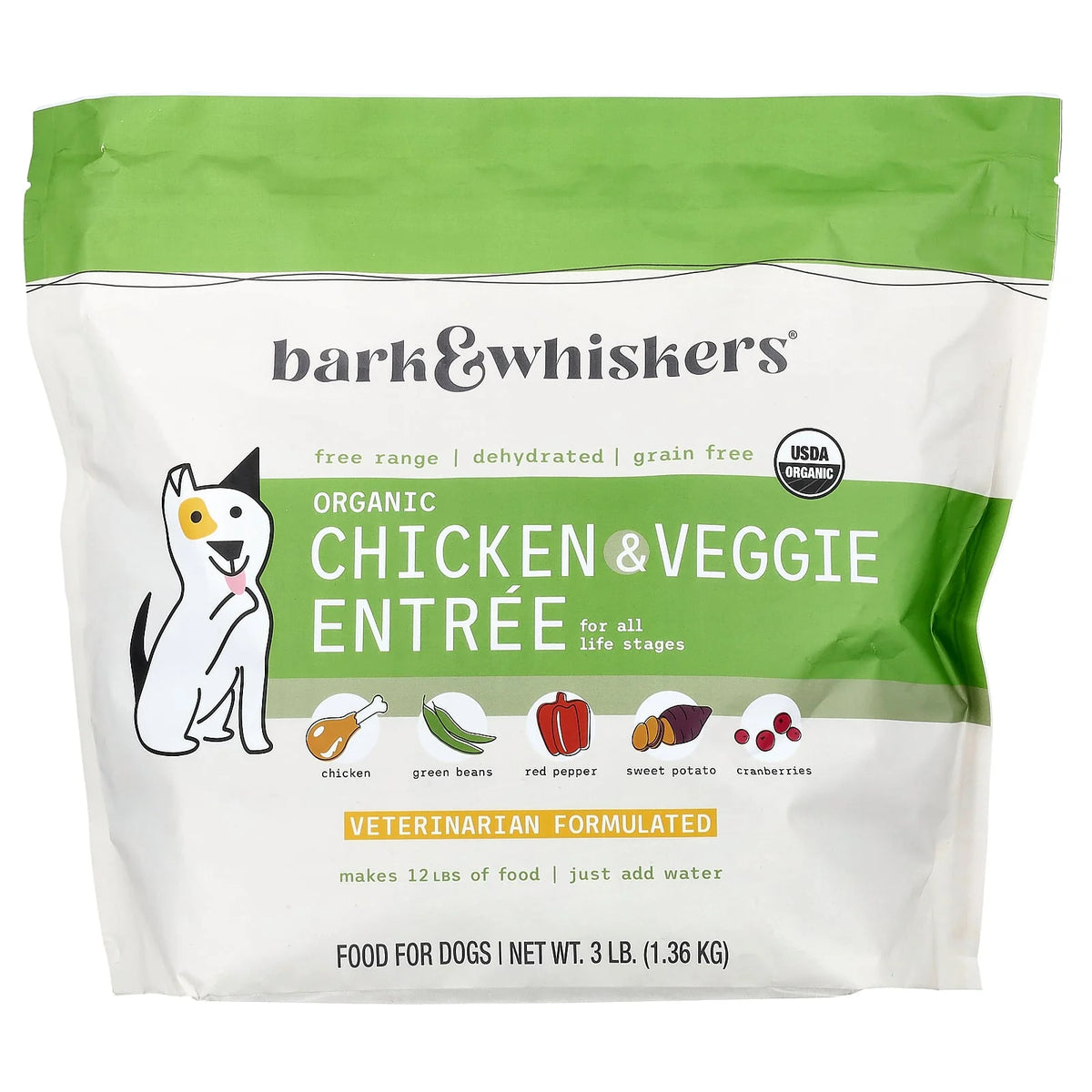 Dr. Mercola, Bark & Whiskers®, Organic Chicken & Veggie Entree, For Dogs, 3 lb (1.36 kg)