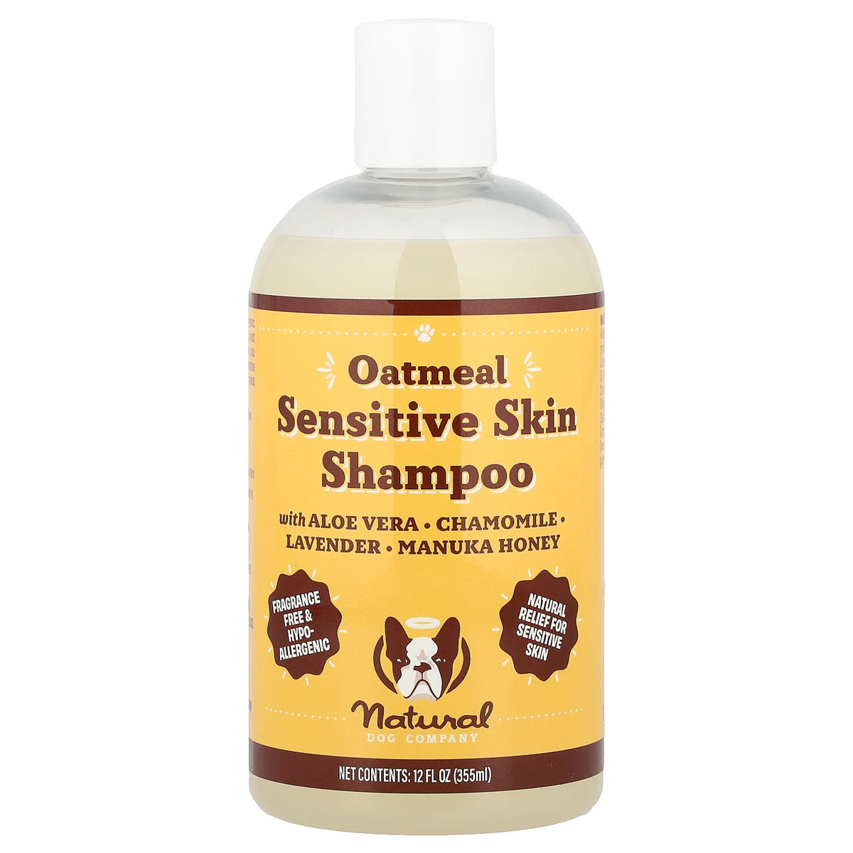 Natural Dog Company, Oatmeal Sensitive Skin Shampoo, For Dogs, Fragrance Free, 12 fl oz (355 ml)