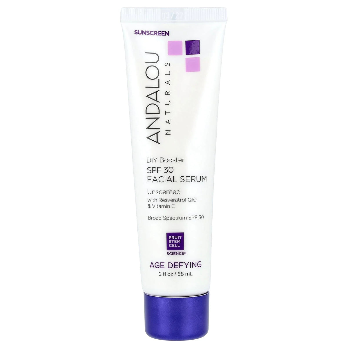 Andalou Naturals, Age Defying Facial Serum, SPF 30, Unscented, 2 fl oz (58 ml)