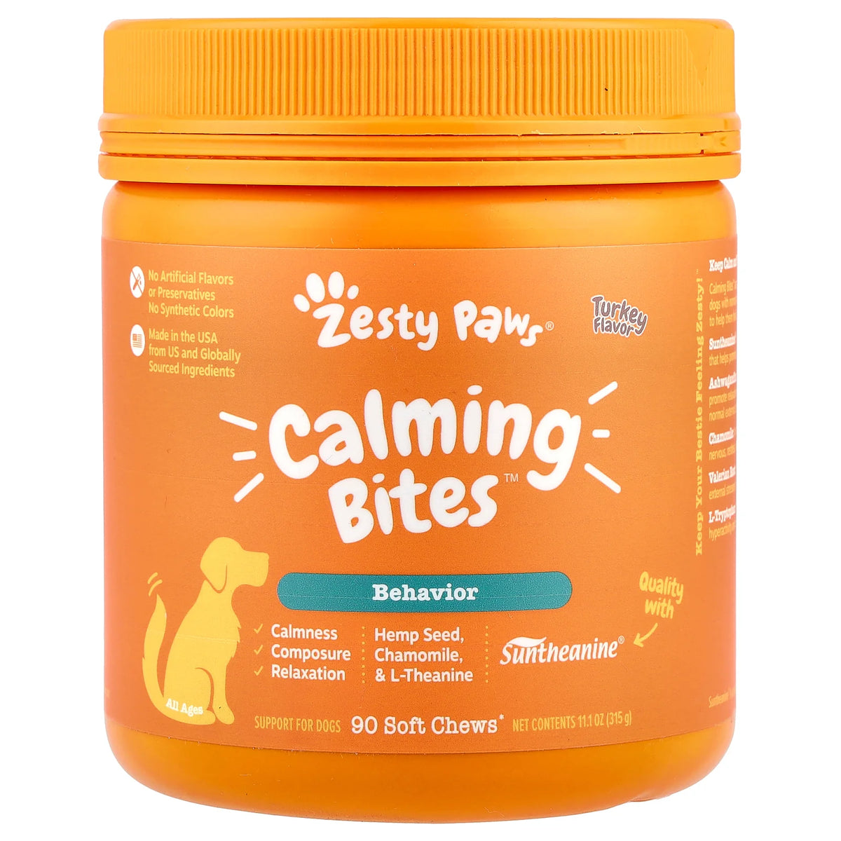 Zesty Paws, Calming Bites™, For Dogs, All Ages, Turkey, 90 Soft Chews, 11.1 oz (315 g)