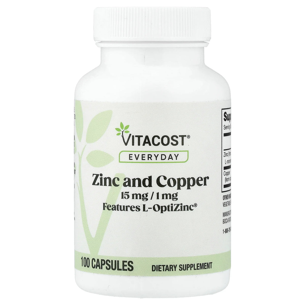 Vitacost, Everyday, Zinc and Copper, 100 Capsules