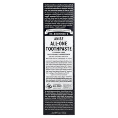 Dr. Bronner's, All-One Fluoride-Free Toothpaste, Anise, 5 oz (140 g)