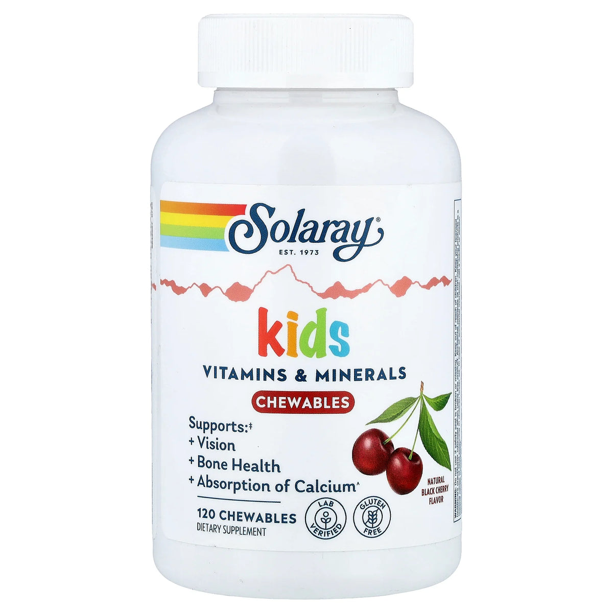 Solaray, Kids, Vitamins & Minerals Chewable, Natural Black Cherry, 120 Chewables