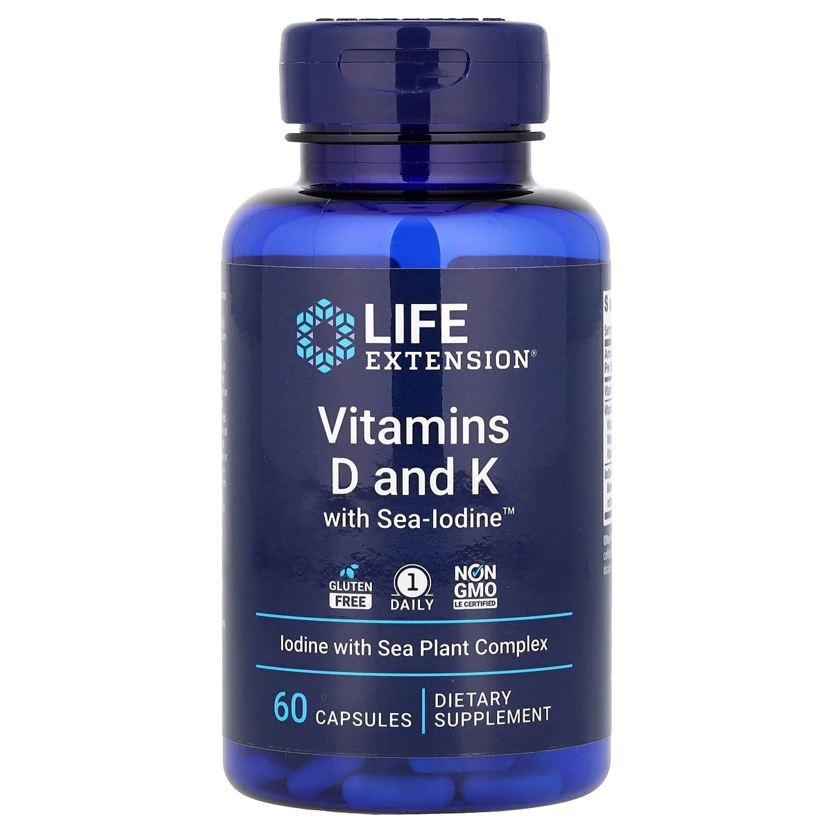 Life Extension, Vitamins D and K with Sea-Iodine™, 60 Capsules