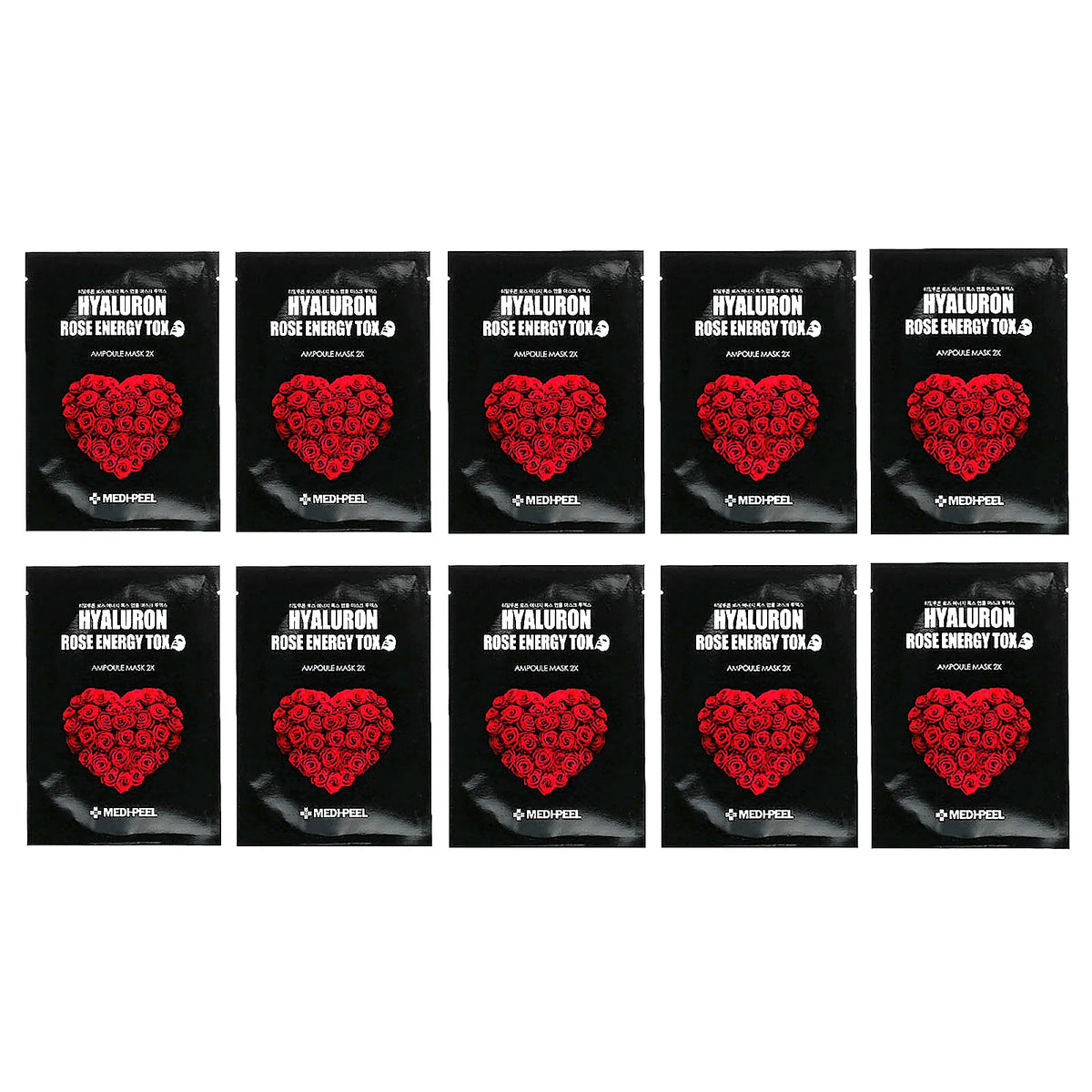 Medi-Peel, Hyaluron Rose Energy Tox, Ampoule Beauty Mask 2X, 10 Sheet Masks, 1.01 fl oz (30 ml) Each