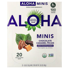 Aloha, Organic Protein Mini Bars, Chocolate Caramel Pecan, 20 Bars, 0.85 oz (24 g) Each