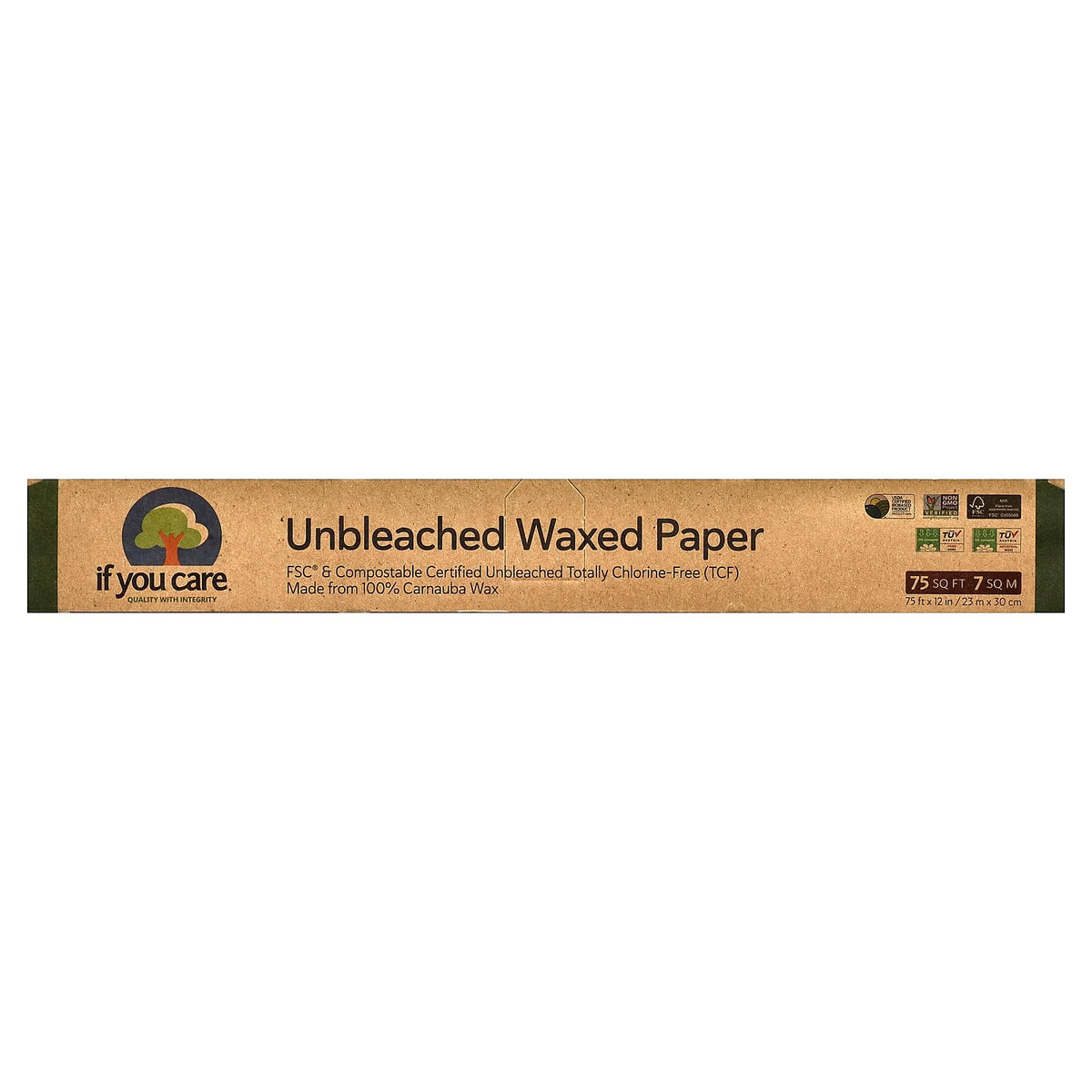 If You Care, Unbleached Waxed Paper, 75 sq ft (75 ft x 12 in)