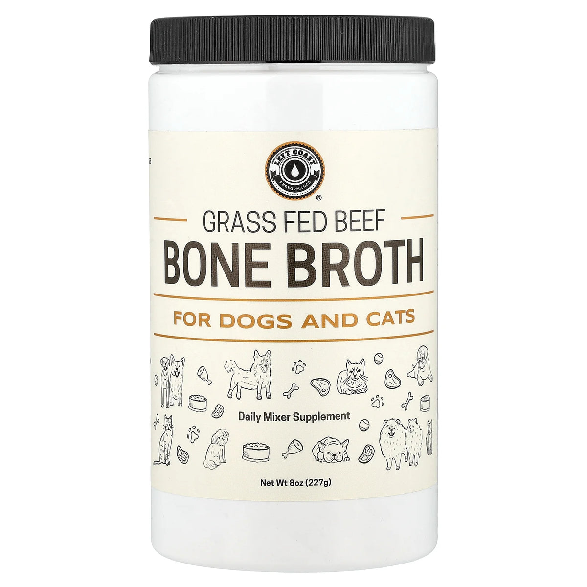 Left Coast Performance, Grass Fed, Beef Bone Broth, For Dogs and Cats, 8 oz (227 g)