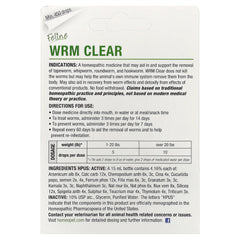 HomeoPet, Feline Wrm Clear, 15 ml