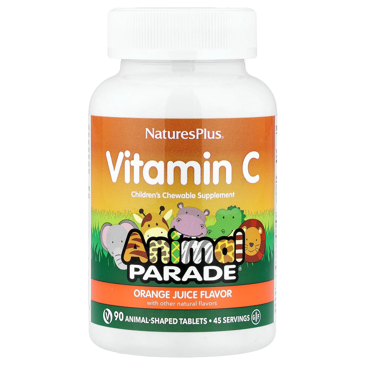 NaturesPlus, Animal Parade®, Vitamin C, Orange Juice, 90 Animal-Shaped Tablets