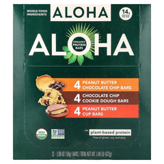 Aloha, Organic Protein Bars, Variety Pack, 12 Bars, 1.98 oz (56 g) Each
