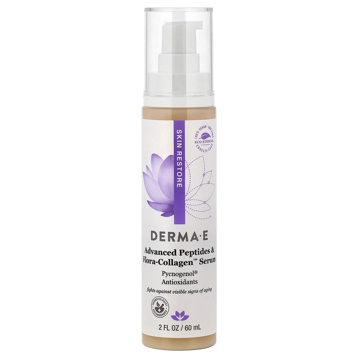 DERMA E, Advanced Peptides & Flora-Collagen™ Serum, 2 fl oz (60 ml)
