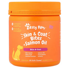 Zesty Paws, Skin & Coat Bites + Salmon Oil, For Dogs, All Ages, Salmon , 90 Soft Chews, 11.1 oz (315 g)