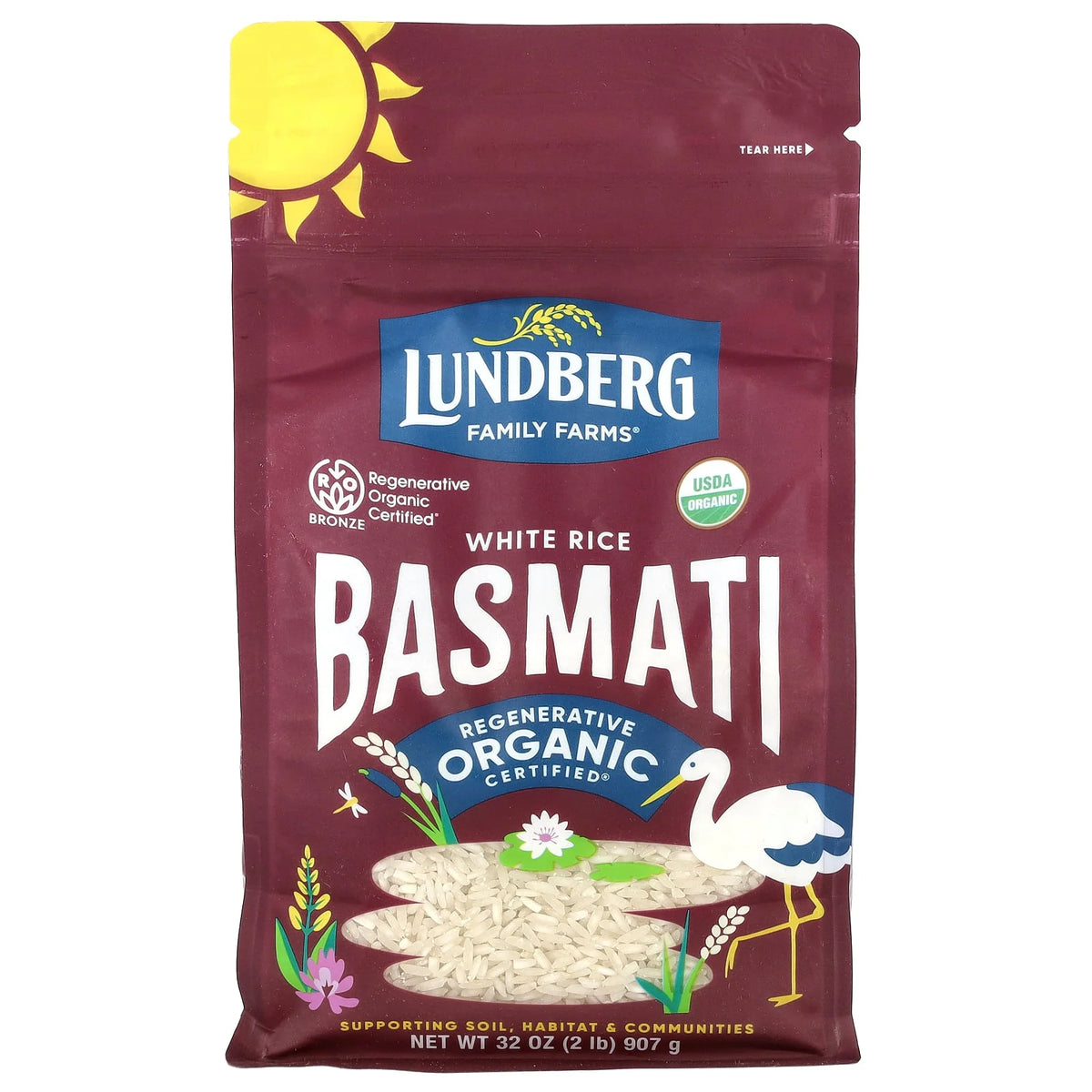 Lundberg, Organic White Rice, Basmati, 32 oz (907 g)