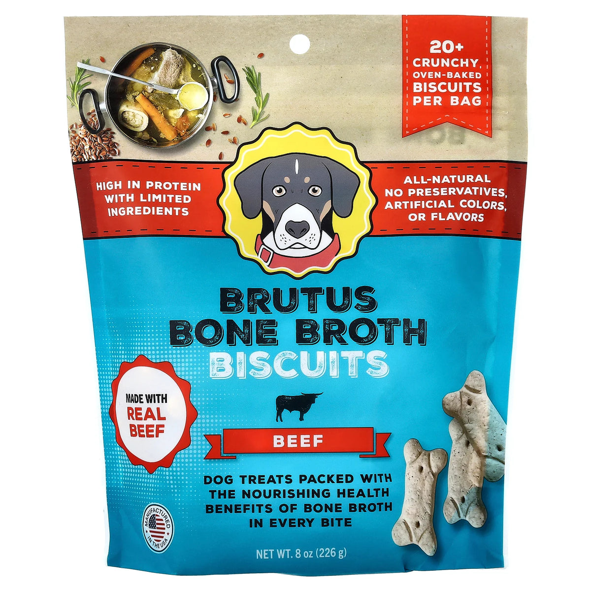 Brutus Bone Broth, Biscuits, For Dogs, Beef, 8 oz (226 g)