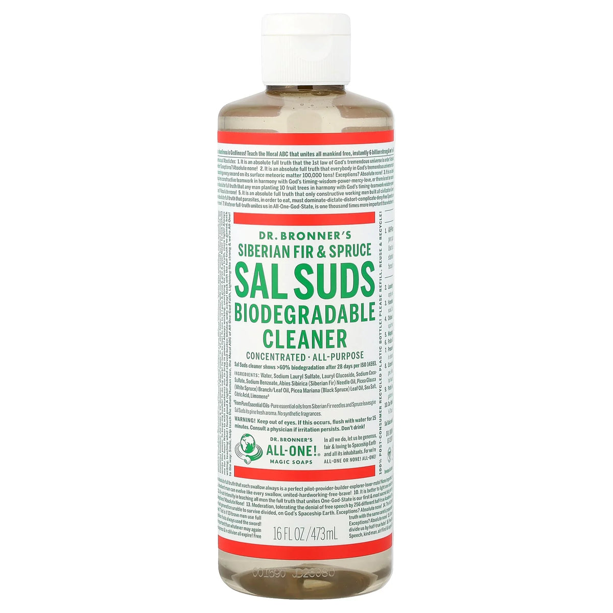 Dr. Bronner's, Sal Suds Biodegradable Cleaner, Siberian Fir & Spruce, 16 fl oz (473 ml)