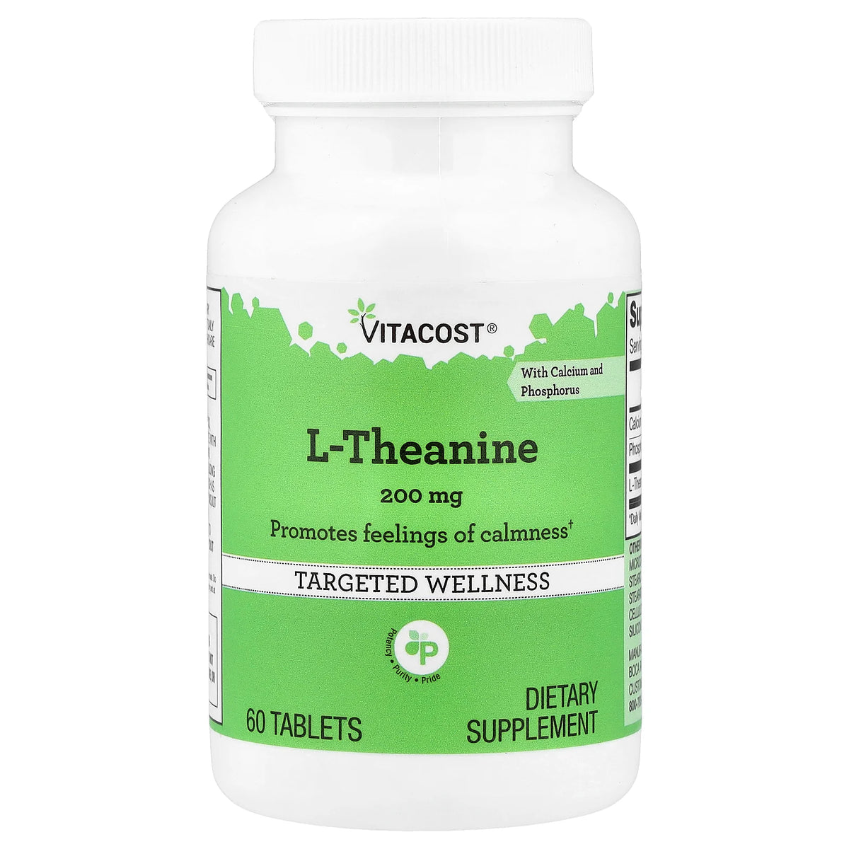Vitacost, L-Theanine With Calcium and Phosphorus, 60 Tablets