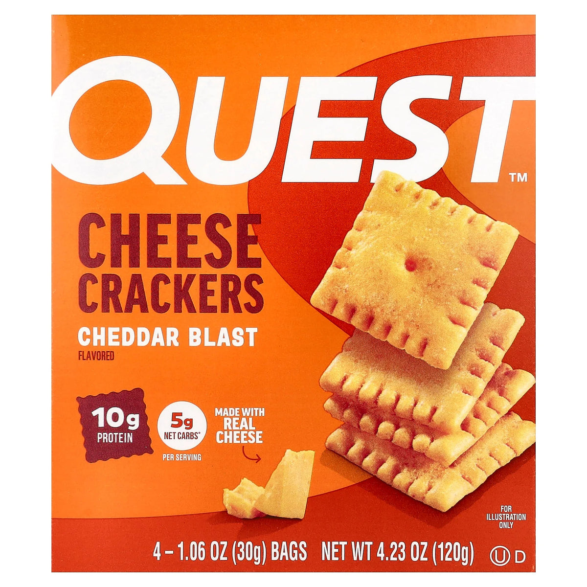 Quest Nutrition, Cheese Crackers, Cheddar Blast, 4 Bags, 1.06 oz (30 g) Each