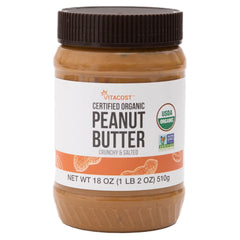 Vitacost, Certified Organic Peanut Butter, Crunchy & Salted, 18 oz (510 g)