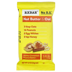 RXBAR, Nut Butter & Oat Bar, Honey Cinnamon Peanut Butter, 5 Bars, 1.9 oz (55 g) Each