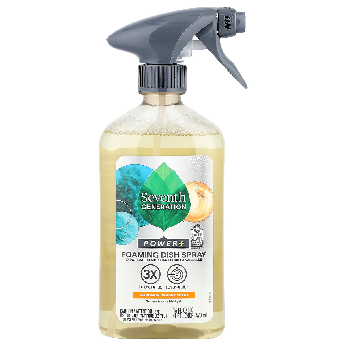 Seventh Generation, Power+, Foaming Dish Spray, Mandarin Orange, 16 fl oz (473 ml)