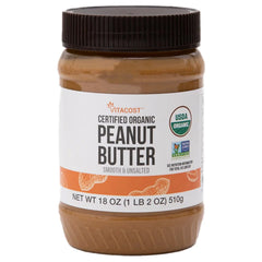 Vitacost, Certified Organic Peanut Butter, Smooth & Unsalted, 18 oz (510 g)